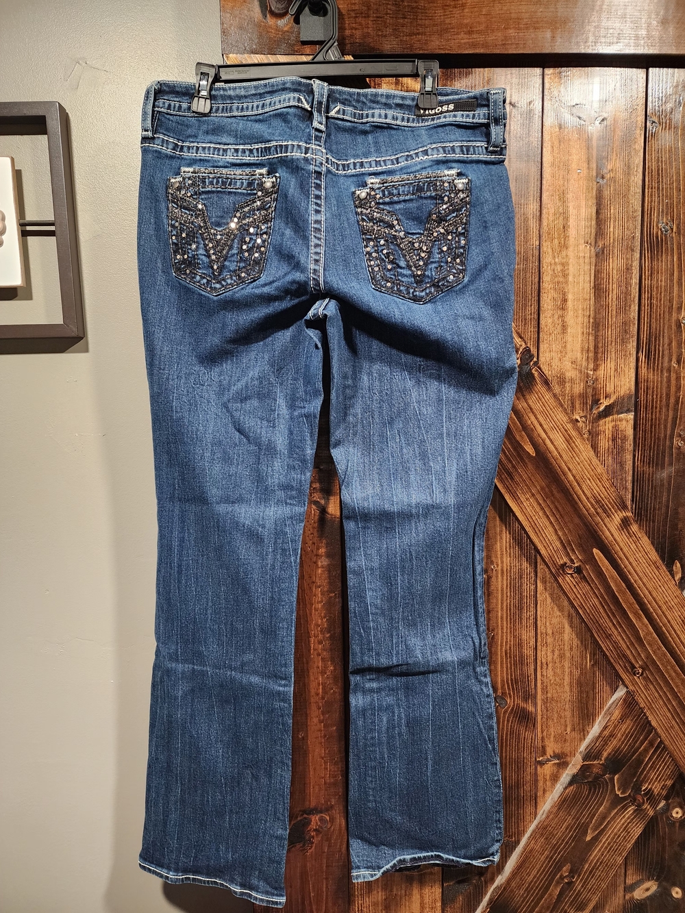 Vigoss Dark Blue Bootcut Jeans with Embellished Back Pockets